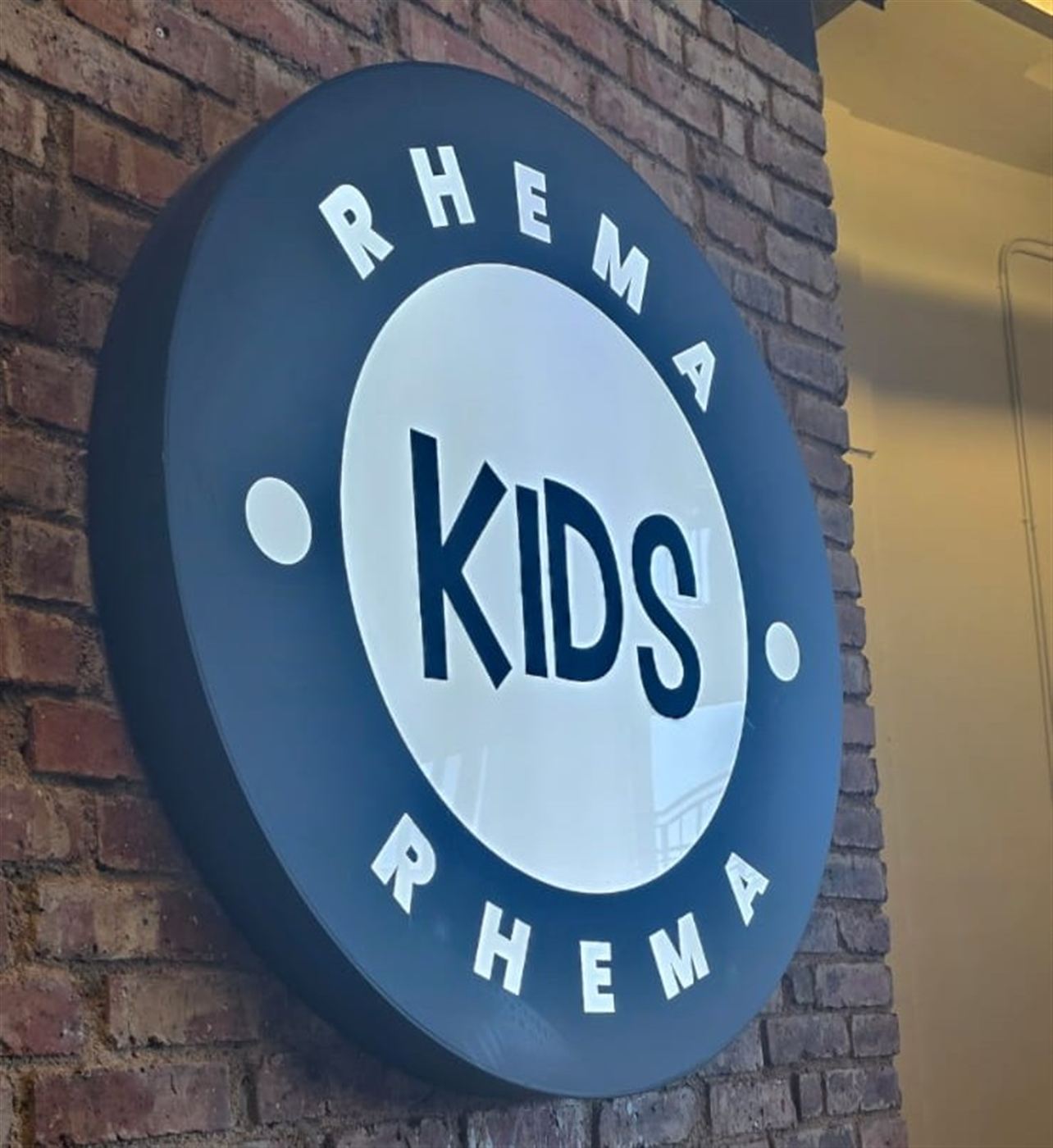 Illuminated LED light box signage for Rhema Kids