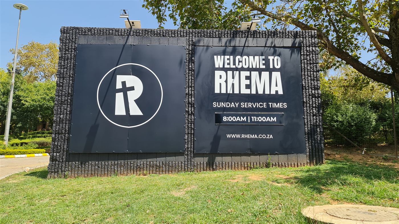 Welcome to Rhema outdoor monument signage