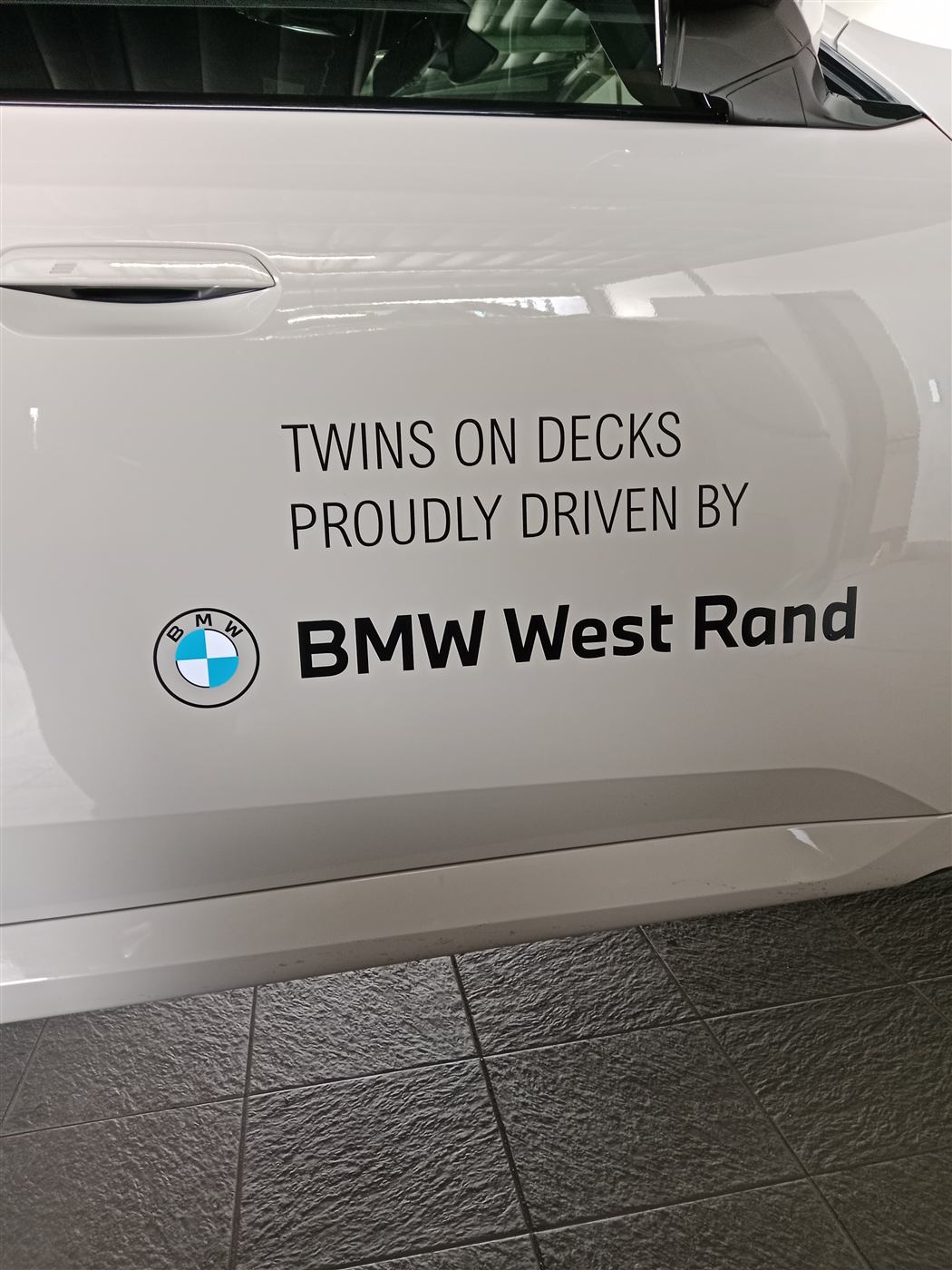 BMW West Rand Twins on Decks sponsorship decal